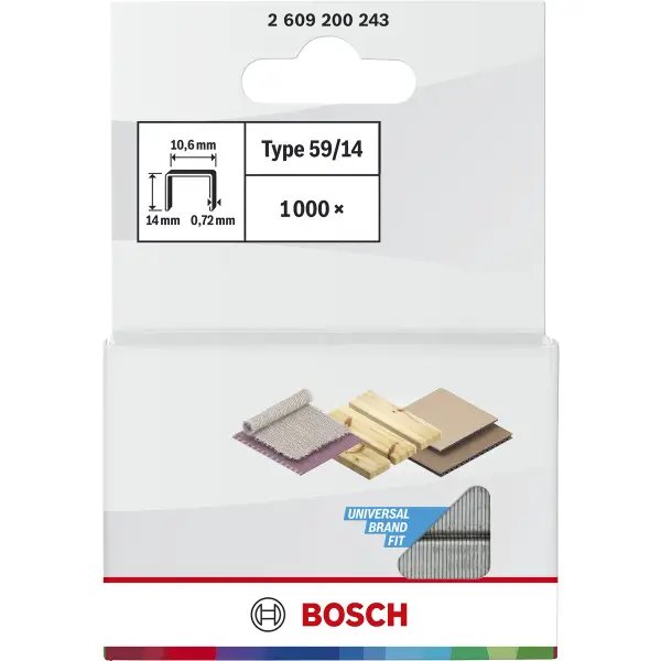 Bosch 14 mm 10,6 x 0,72 mm type 59 Nieten | 1000 stuks - Professional - 2609200243