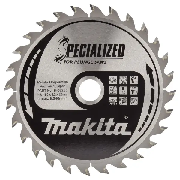 Makita Ø 160mm Asgat 20mm 28T Invalcirkelzaagblad voor Hout | Specialized - B-09260