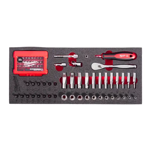 Milwaukee 76-delig 1/4" Foam inlay FOUR FLAT doppen- en bitset - TOOLGUARD™ - 4932499293