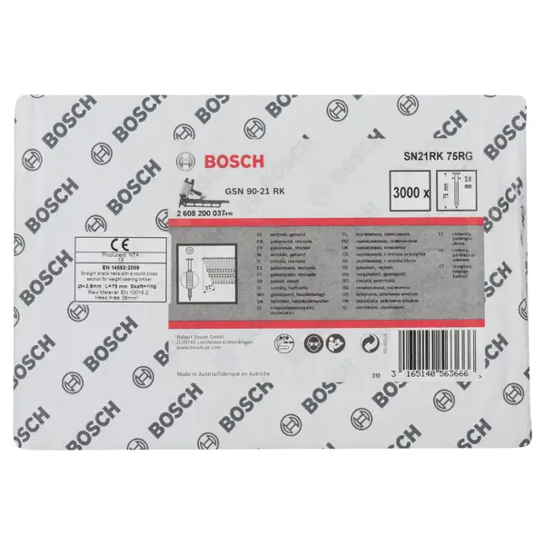 Bosch 75 mm 2,8 x 7,0 21° Full-head nagel | Geringd | Gegalvaniseerd | 3000 stuks - Professional PRO SN21FH - 2608200037