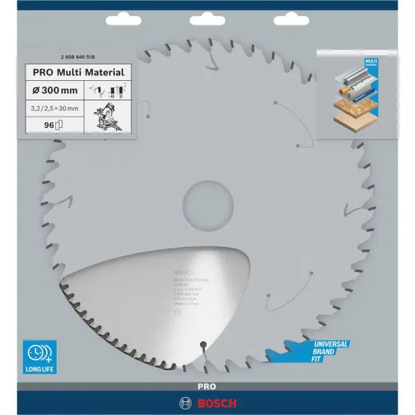 Bosch Ø 300 x 3,2 x 30mm 96T Cirkelzaagblad PRO Multi Material - Professional - 2608640518