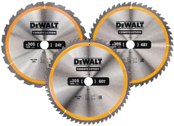 DeWALT 305mm 24T Cirkelzaagbladen Set (1X 1X 48T 1X 60T) - DT1964