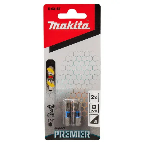 Makita PZ3 x 25 mm Impact Premier Slagschroefbit 2 stuks - E-03187