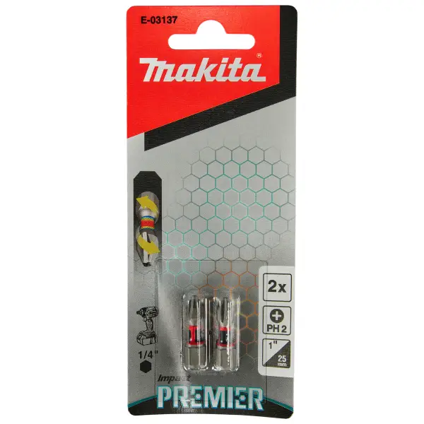 Makita PH2 x 25 mm Impact Premier Slagschroefbit 2 stuks - E-03137