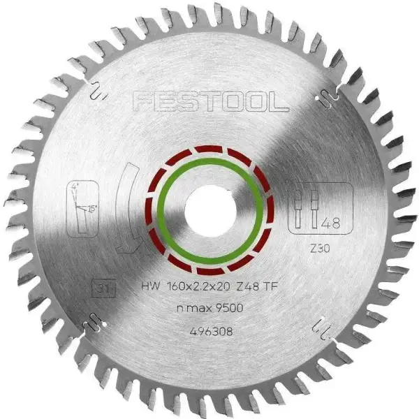 Festool Ø 160mm Asgat 20mm 48T Cirkelzaagblad voor Laminaat | Laminate/HPL - 496308