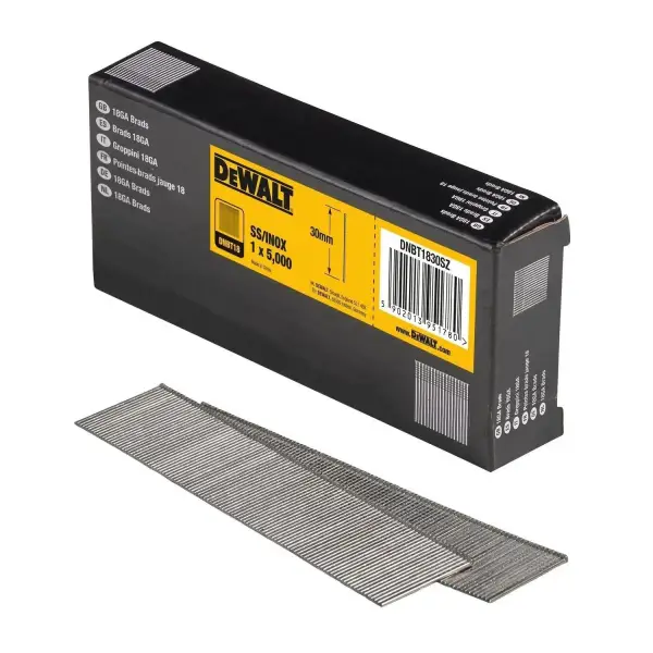 DeWALT 1.25x30mm (5000 stuks) 18 Gauge RVS Spijkers - DNBT1830SZ