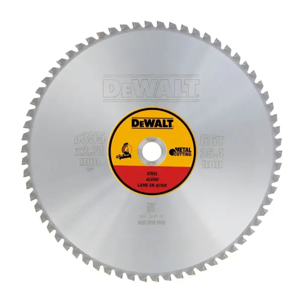 DeWALT Ø 355mm Asgat 25,4mm 66T Cirkelzaagblad voor Staal - DT1926-QZ