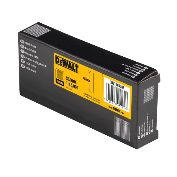 DeWALT 1.25x45mm (5000 stuks) 18 Gauge RVS Spijkers - DNBT1845SZ