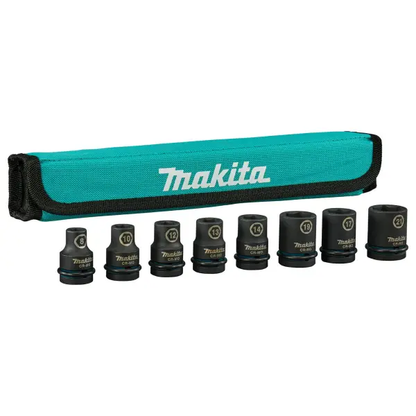 Makita 8-delig 1/2" Impact Black krachtdoppenset vierkant - E-16601