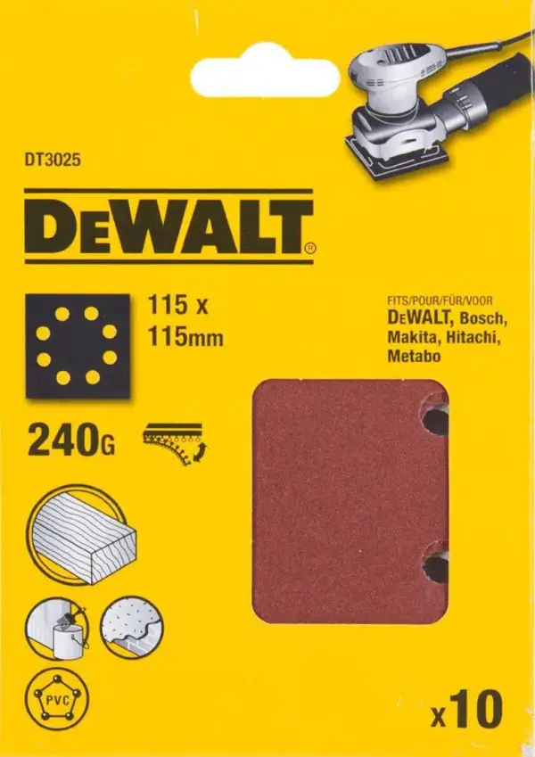 DeWALT P240 Schuurpapier 1/4 Velcro (10 stuks) - DT3025
