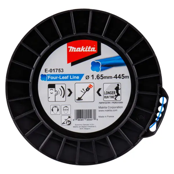 Makita 1,65x445 Klaverbladvormig maaidraad meter blauw - E-01753