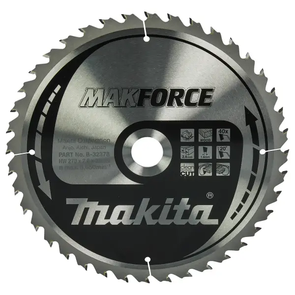 Makita 270 x 30 mm 40-tands Cirkelzaagblad Hout | Makforce - B-32378