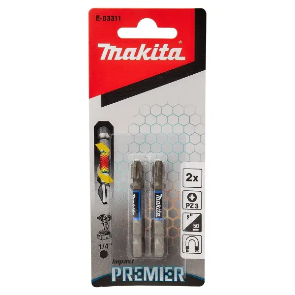 Makita PZ3 x 50 mm Impact Premier Slagschroefbit 2 stuks - E-03311