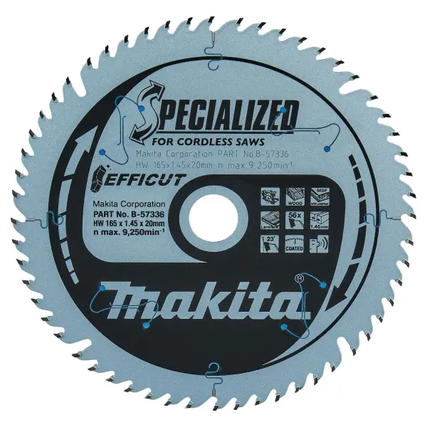 Makita Ø 165mm Asgat 20mm 56T Cirkelzaagblad voor Hout | Efficut - B-57336