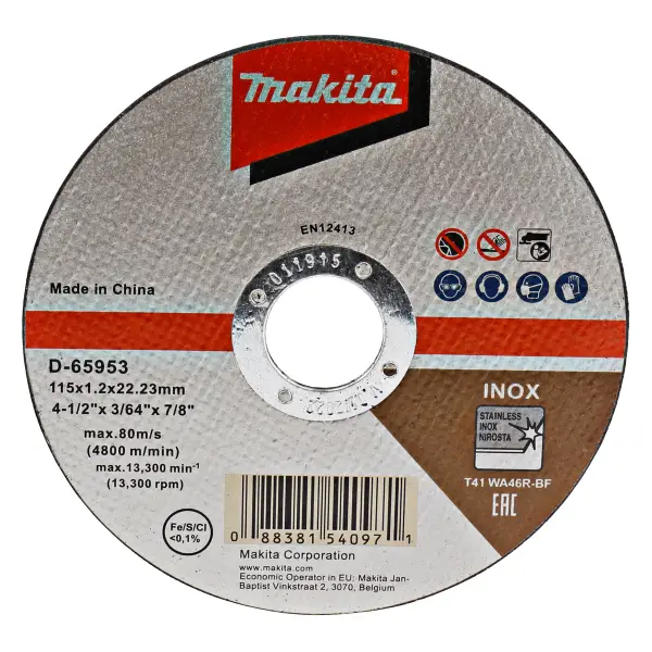 Makita 115 x 22,23 x 1,2 mm Doorslijpschijf RVS - D-65953