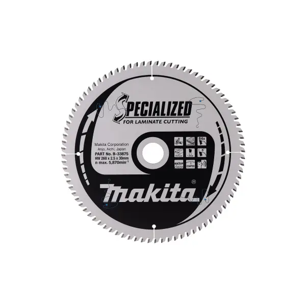 Makita Ø 260mm Asgat 30mm 84T Cirkelzaagblad voor Laminaat | Specialized - B-33875