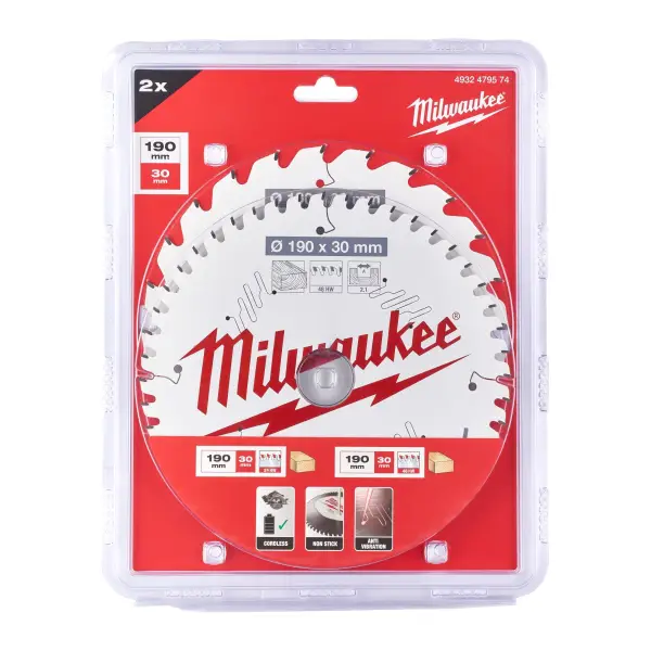 Milwaukee 190 x 30 mm Cirkelzaagblad Twin Pack (2-delig) - 4932479574