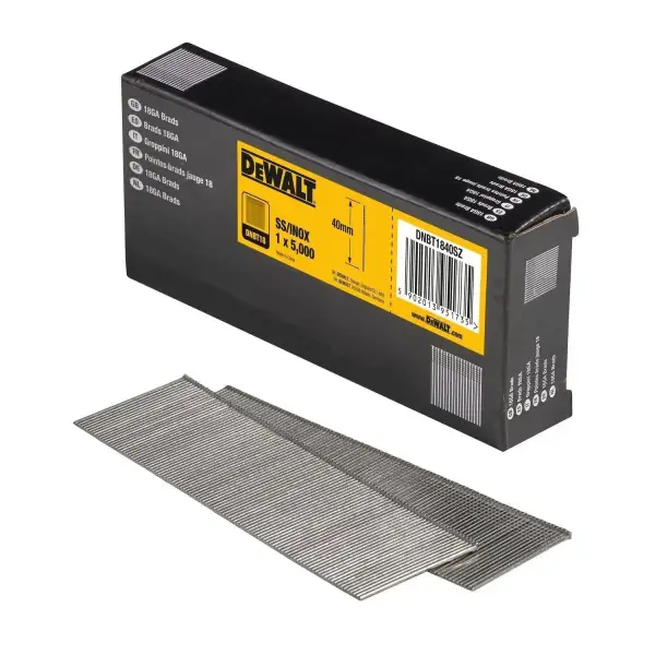 DeWALT 1.25x40mm (5000 stuks) 18 Gauge RVS Spijkers - DNBT1840SZ