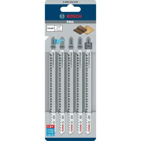 Bosch Hardwood fast Decoupeerzaagblad (5 stuks) - Professional T344DF PRO - 2608634243