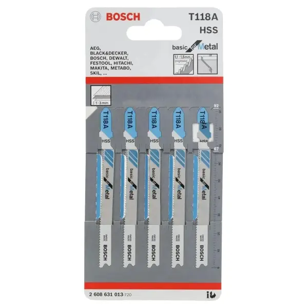 Bosch Basic for Metal Decoupeerzaagblad (5 stuks) - Professional T118A - 2608631013
