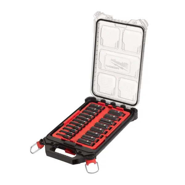 Milwaukee 19-delig 3/8" ShockWave™ Krachtdoppenset Vierkant | Lang | in PACKOUT™ - 4932480946