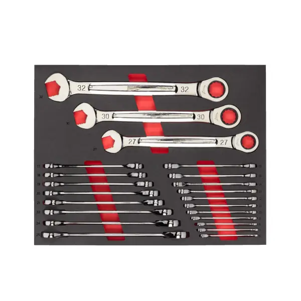 Milwaukee 22-delig Foam inlay MAXBITE™ ringsteeksleutelset met ratel - TOOLGUARD™ - 4932493248