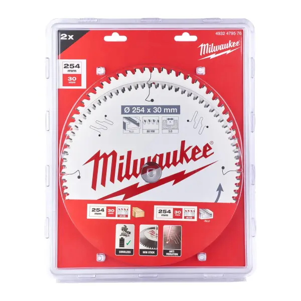 Milwaukee 254 x 30 mm Cirkelzaagblad Twin Pack (2-delig) - 4932479576