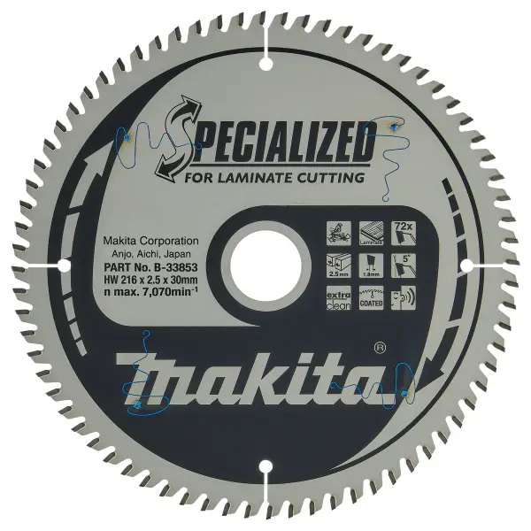 Makita 216 x 30 mm 72-tands Afkortzaagblad Laminaat | Specialized - B-33853