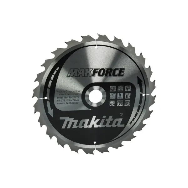 Makita Ø 270mm Asgat 30mm 24T Cirkelzaagblad voor Hout | Makforce - B-32172