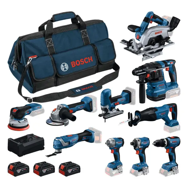 Bosch Professional Accu combiset 10-delig 18V 5.0Ah in tas - 0615A500EH