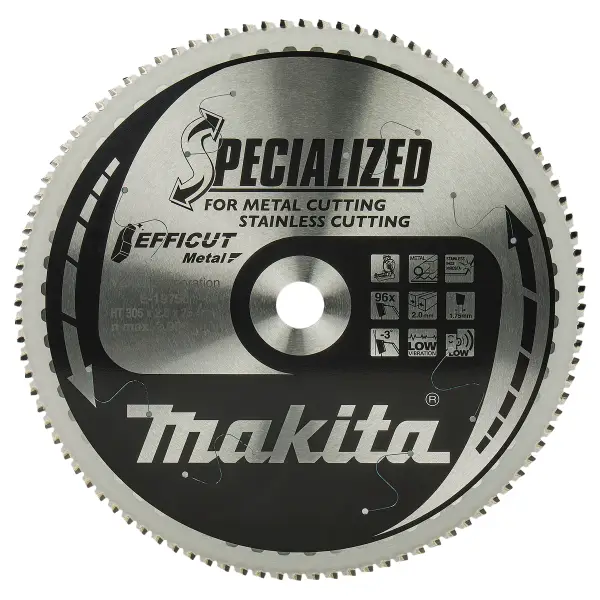 Makita E-19750 Afkortzaagblad RVS/staal | Efficut | 305 x 25,4 mm | 96-tands