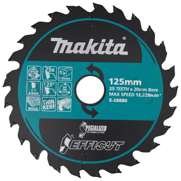 Makita E-28880 Cirkelzaagblad hout | Efficut | 125 x 20 mm | 25-tands