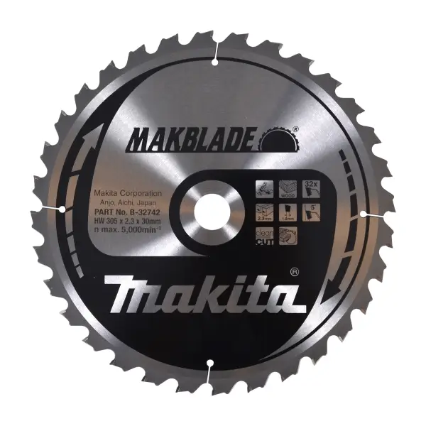 Makita B-32742 Afkortzaagblad Hout | Makblade | 305 x 30 mm | 32-tands