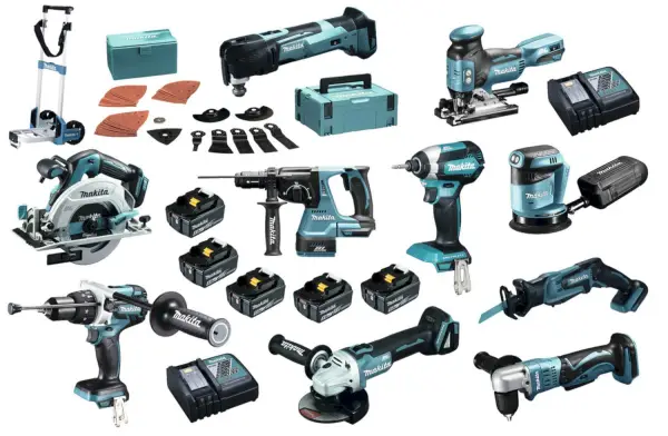 Makita DLX1009TJ2 Accu combiset 10-delig + steekwagen 18V 5.0Ah in Mbox