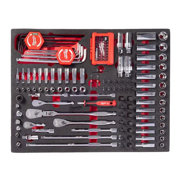 Milwaukee TOOLGUARD™ Foam inlay 1/4" & 3/8" ratel-, doppen- en bitdoppenset 153-delig - 4932500756