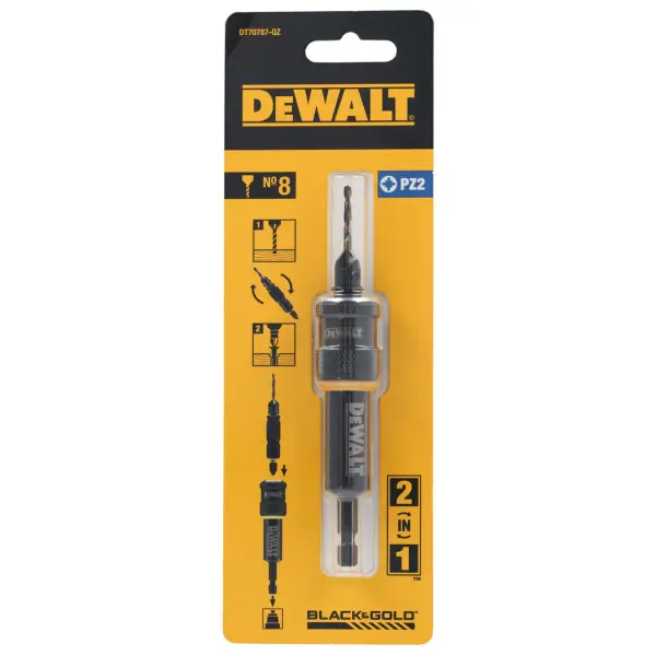 DeWALT DT70787 FLIP & DRIVE: Voorboor, verzinkboor Nr.8 + schroefbit Pz2 + houder