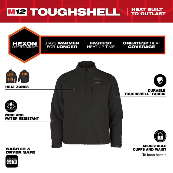 Milwaukee M12™ HJBL6-0 (XXL) HEXON verwarmde jas zwart - 4932493823