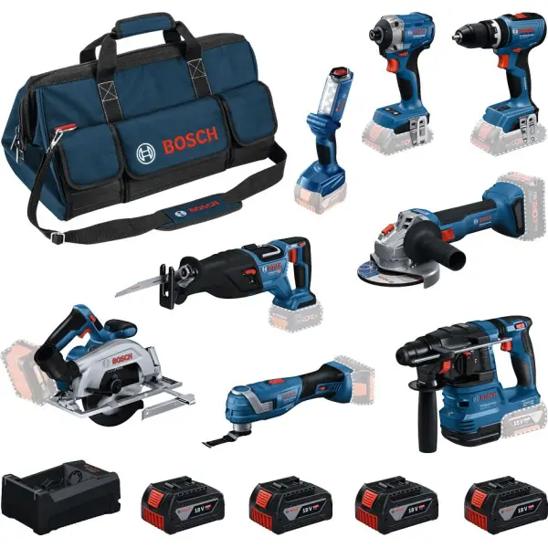 Bosch Professional Accu combiset 8-delig 18V 5.0Ah in tas - 0615V00061