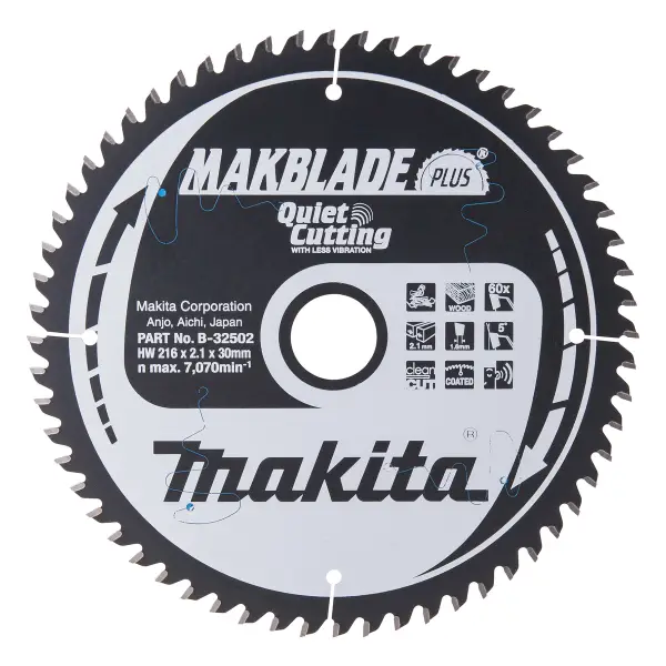 Makita B-32502 Afkortzaagblad Hout | Makblade-Plus | 216 x 30 mm | 60-tands