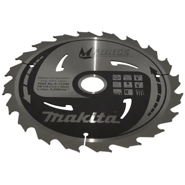 Makita B-31996 Cirkelzaagblad Hout | Mforce | 235 x 30 mm | 20-tands