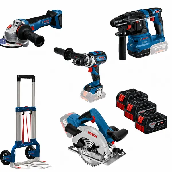 Bosch Professional PRO Accu combiset 4-delig + steekwagen 18V 3x 5.0Ah - 0615A500HB