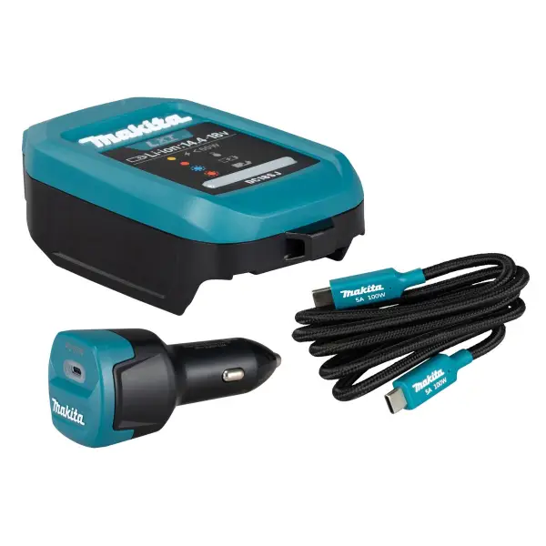 Makita DC18SJ Lader + ADP14 adapter + USB-C PD kabel - 1915U4-1