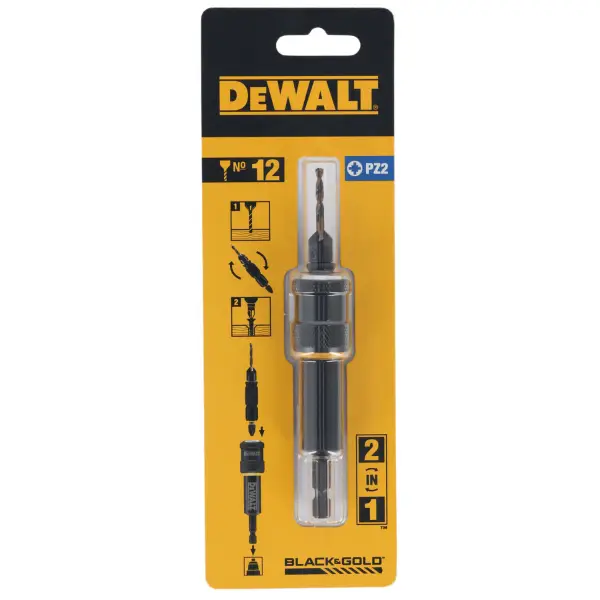 DeWALT DT70789 FLIP & DRIVE: Voorboor, verzinkboor Nr.12 + schroefbit Pz2 + houder