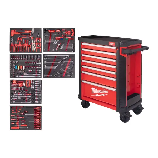 Milwaukee TOOLGUARD™ Gevulde stalen gereedschapswagen rood 78cm automotive 337-delig - 4932500753