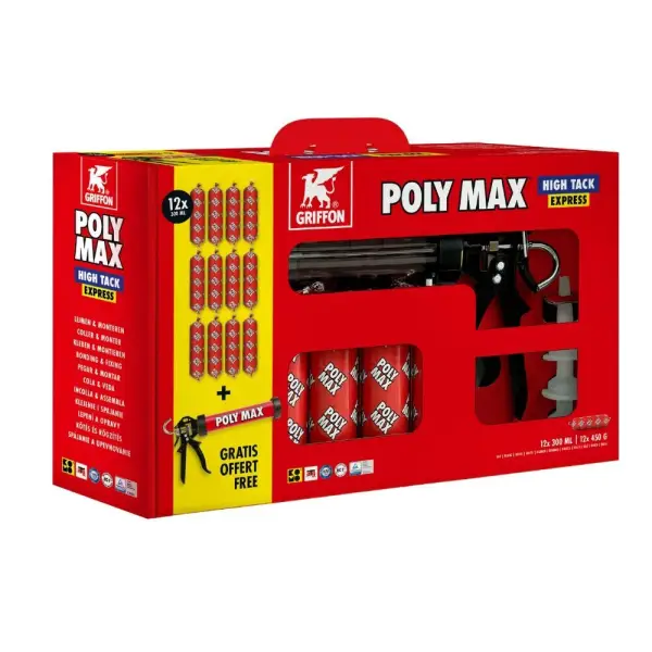 Griffon Poly Max® High Tack Express montagelijm starterkit (12x 300ml) - 7005359