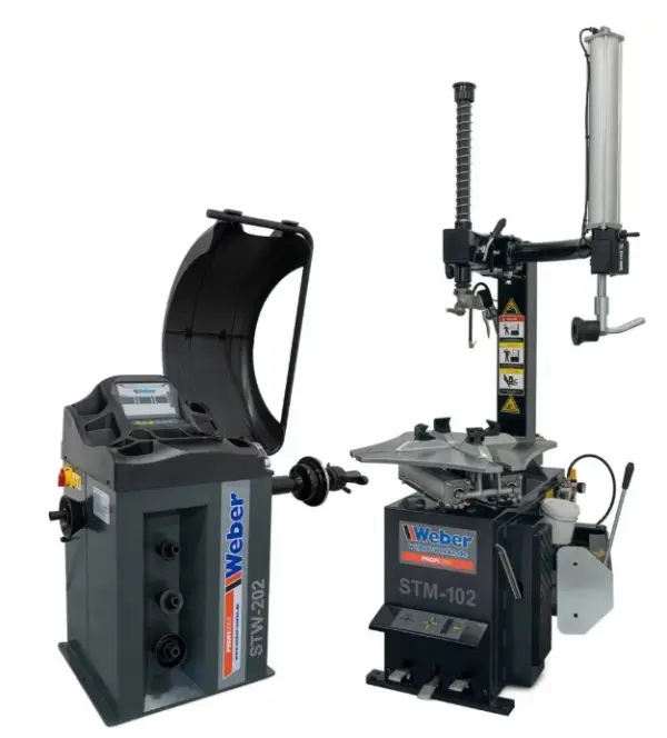 WEBER PROFI bandendemonteermachine met hulparm en banden balanceermachine set
