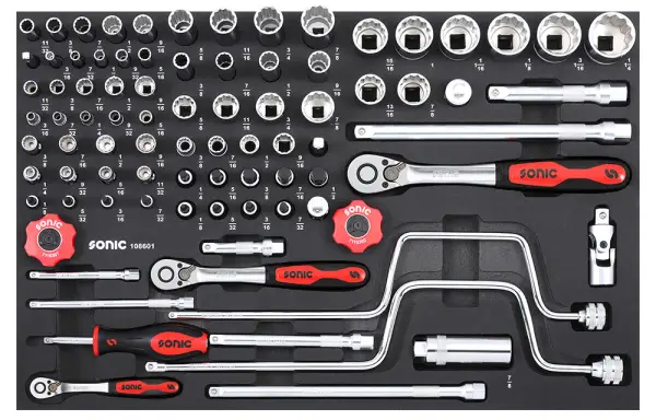 SONIC doppenset 1/4" + 3/8" + 1/2" SFS-M 86-delig (108601)