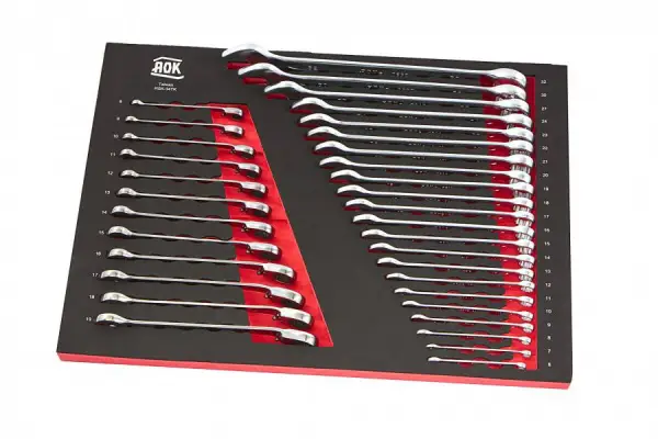 AOK PROFI 34-delige ring / ratel / steeksleutelset FOAM inlay