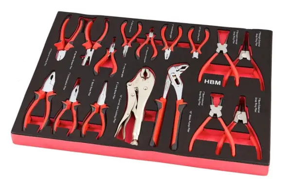 HBM 16-delige tangenset FOAM inlay voor HBM gereedschapswagen