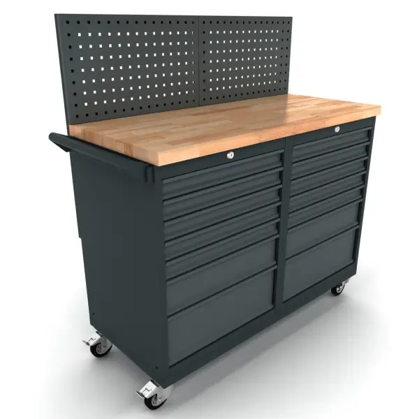 BULLRAM verrijdbare werkbank 2 x 7 laden kast incl. gereedschapswand